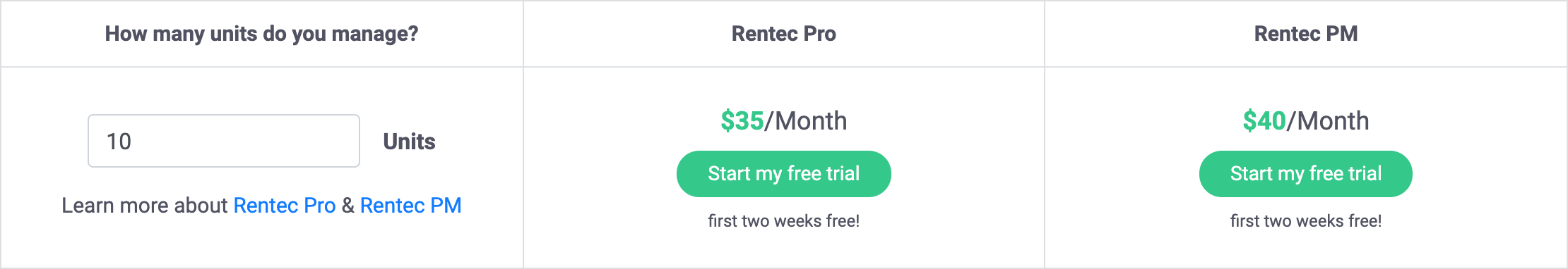 Rentec Direct Pricing