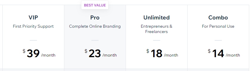 Wix pricing