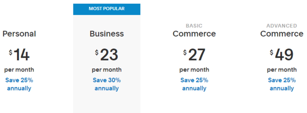 Squarespace pricing