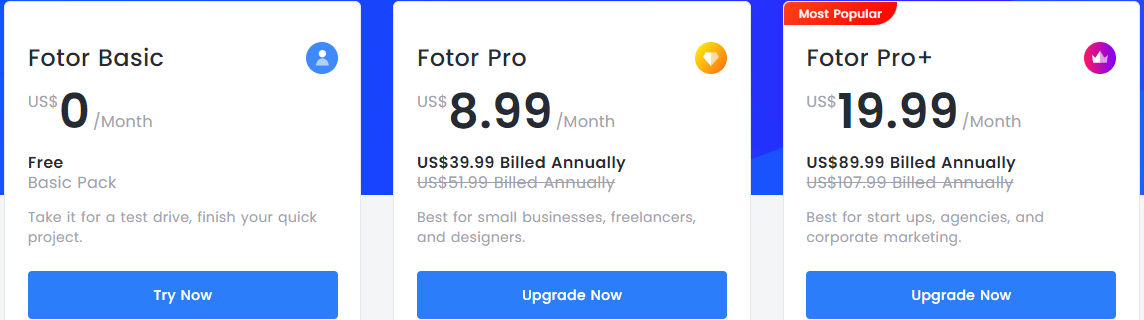 Best Photo Editing Apps - Fotor Pricing